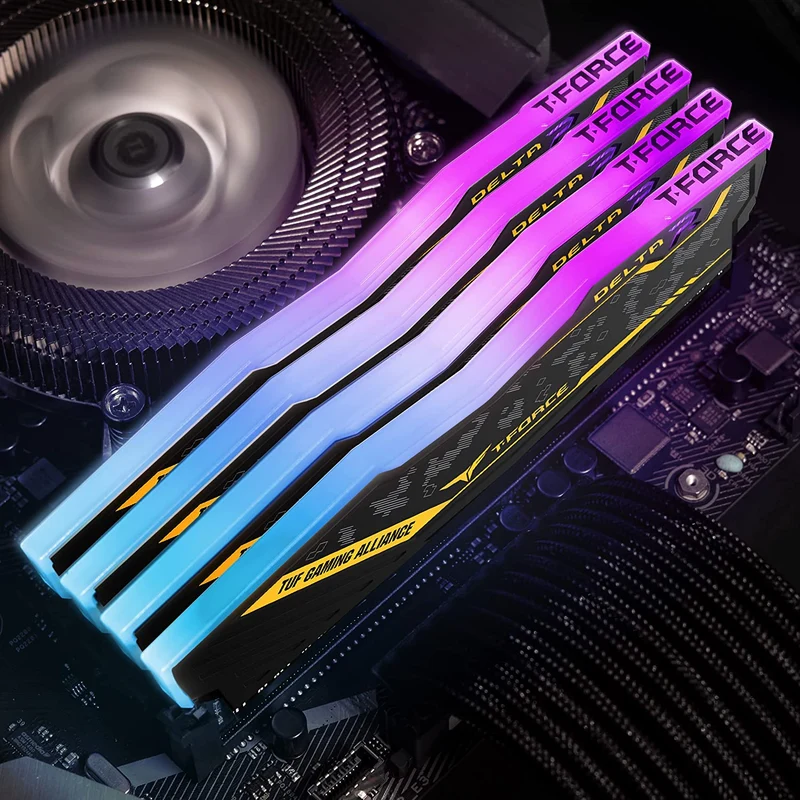 Teamgroup T-Force Delta TUF Gaming Alliance RGB 64GB (2X32GB) DDR4 3600Mhz CL18-22-22-42 1.35V Desktop Memory (TF9D464G3600HC18JDC01)