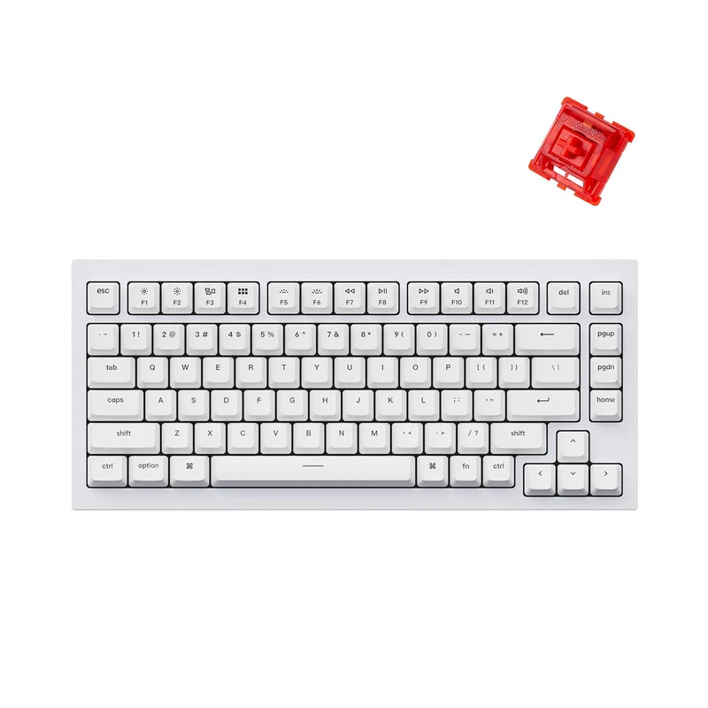 Keychron Q1 QMK/Via 75% Custom All-Metal Hot-Swappable RGB Mechanical Carbon Keyboard - White (Gateron Phantom Red Switch) (Q1K1)