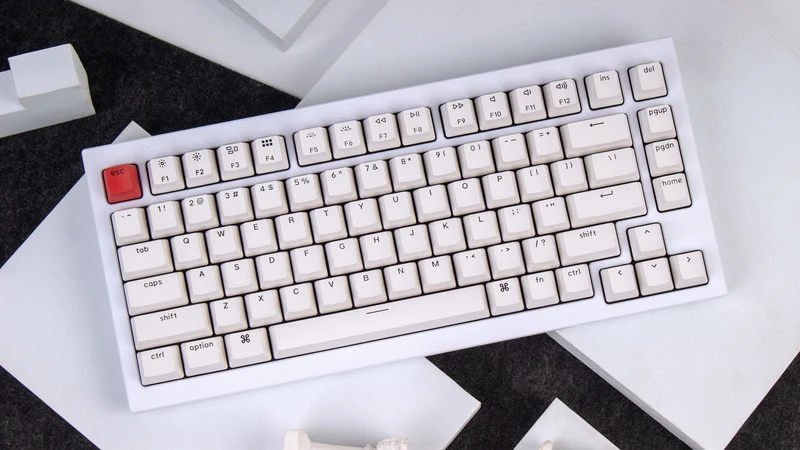 Keychron Q1 QMK/Via 75% Custom All-Metal Hot-Swappable RGB Mechanical Carbon Keyboard - White (Gateron Phantom Red Switch) (Q1K1)