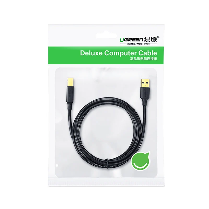 UGreen USB 2.0 AM To BM Print Cable - 1m (Black) (US135/20846)