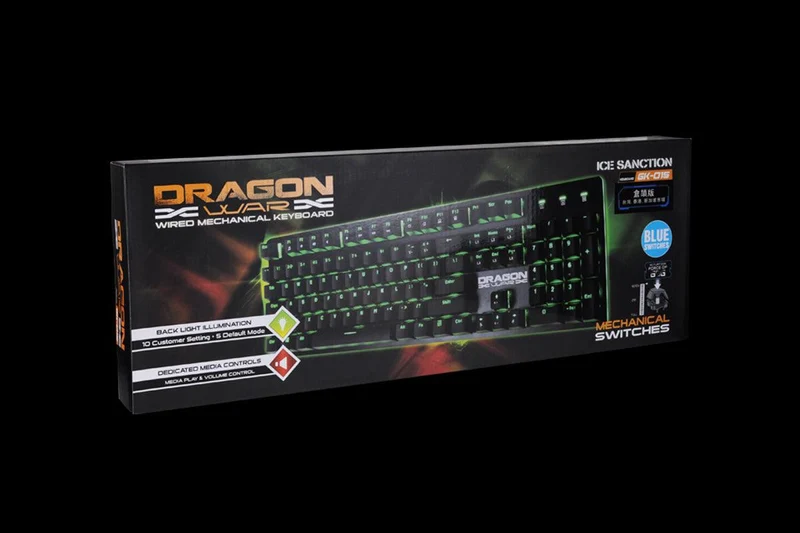 Dragonwar Ice Sanction Wired Mechanical Keyboard (Blue Switches)(GK-015-BK-ENG)