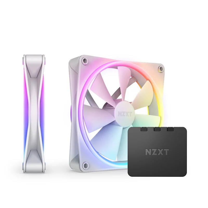 NZXT F140 RGB Duo Twin Pack Fans 140MM With RGB Controller (Matte White) (RF-D14DF-W1)