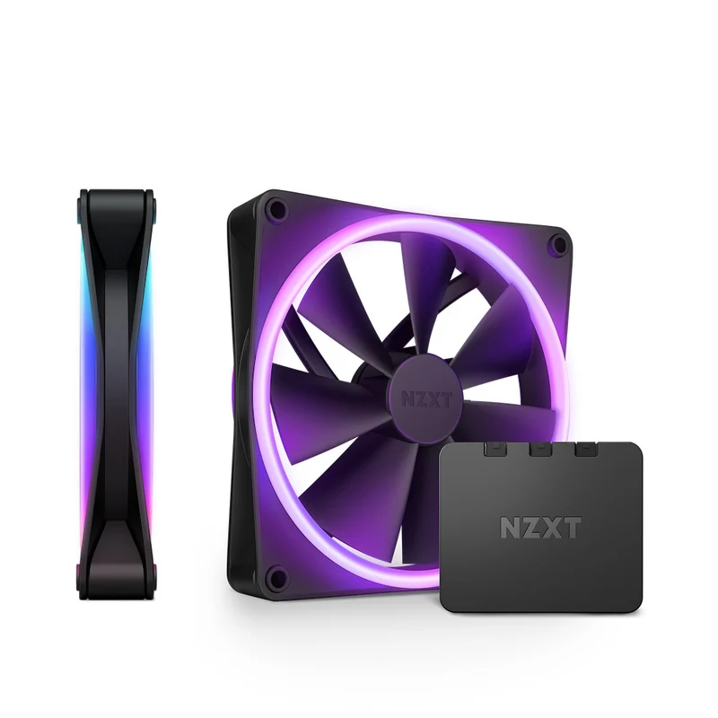 NZXT F140 RGB Duo Twin Pack Fans 140MM With RGB Controller (Matte Black) (RF-D14DF-B1)
