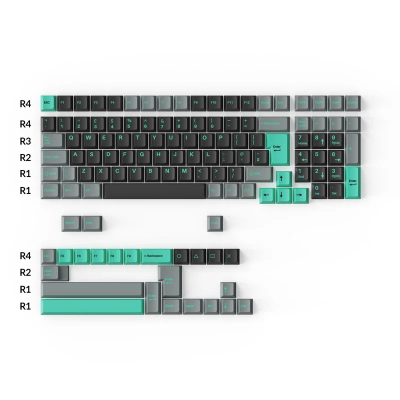 Keychron Cherry Profile Double Shot PBT Full Set Keycaps - Hacker Mint (PBT-16)