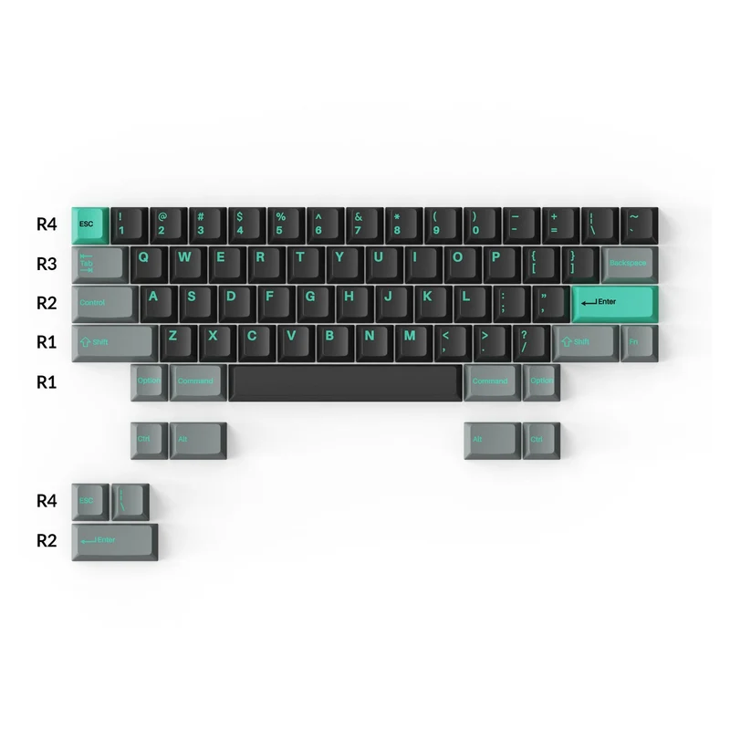Keychron Cherry Profile Double Shot PBT Full Set Keycaps - Hacker Mint (PBT-16)