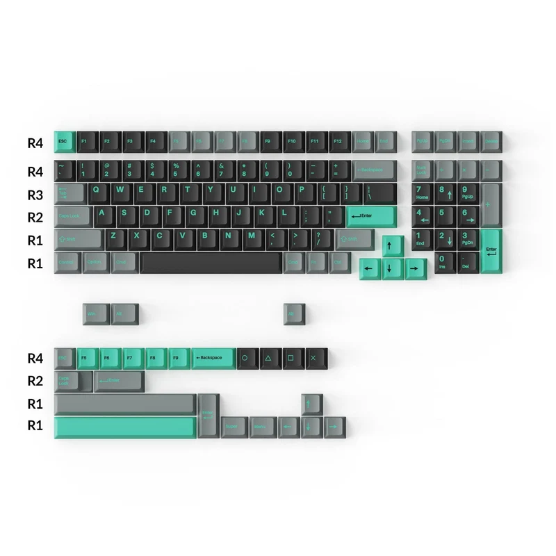 Keychron Cherry Profile Double Shot PBT Full Set Keycaps - Hacker Mint (PBT-16)