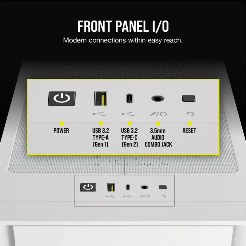 Corsair iCue 4000D RGB Airflow Mid-Tower ATX PC Case (White)