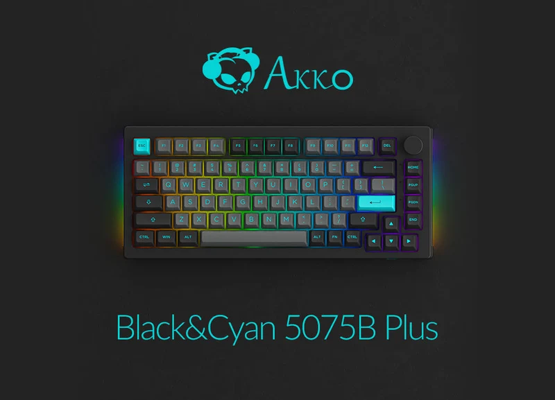 Akko Black & Cyan 5075B Plus Multi-Modes RGB Mechanical Keyboard (Akko CS Silver)