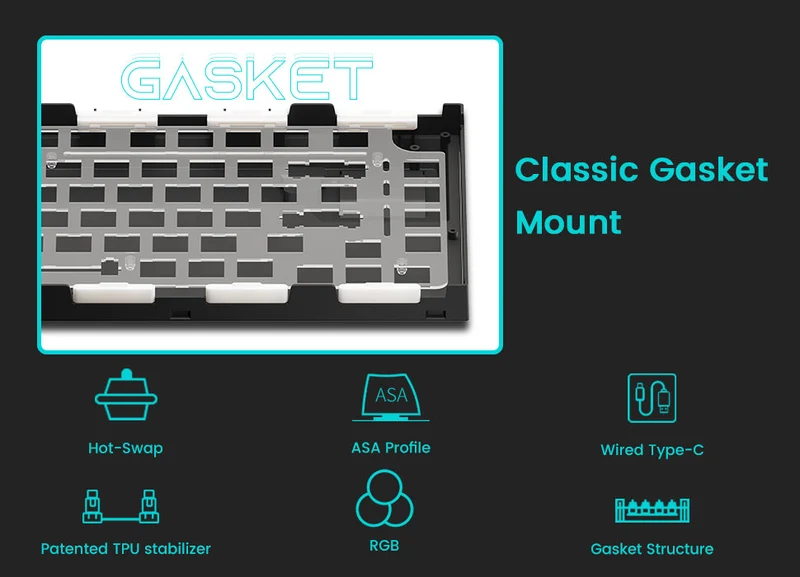 Akko Black & Cyan 5075B Plus Multi-Modes RGB Mechanical Keyboard (Akko CS Silver)