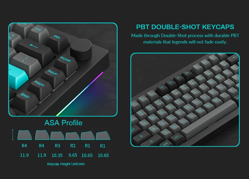 Akko Black & Cyan 5075B Plus Multi-Modes RGB Mechanical Keyboard (Akko CS Silver)