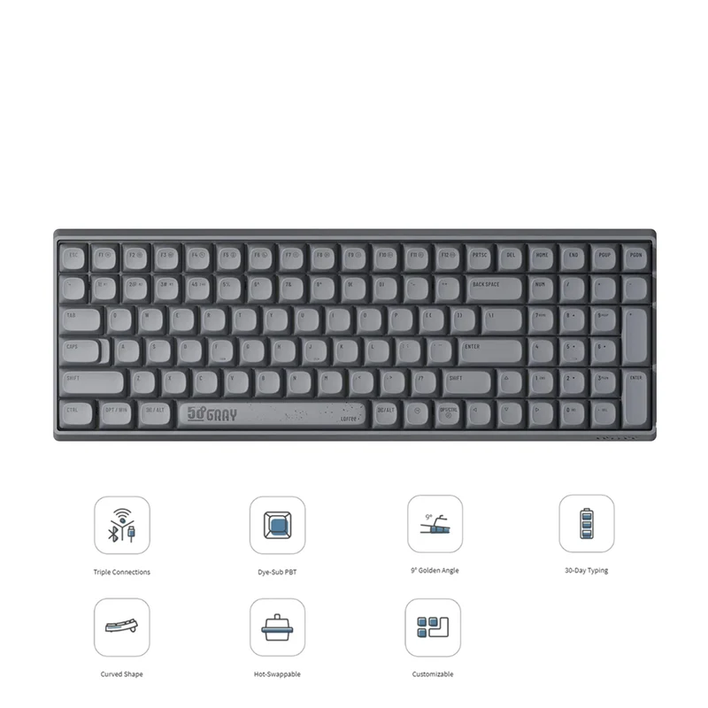 Lofree Touch 100 Keys Triple Mode Wireless Mechanical Keyboard (Grey)