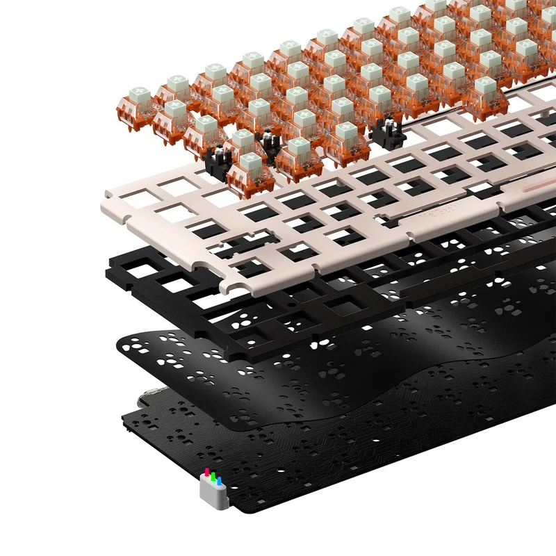 MelGeek MOJO68 See-Through Custom & Programmable Mechanical Keyboard (Christian) (Kailh Box Plastic)