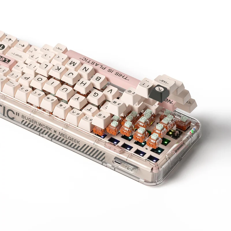 MelGeek MOJO68 See-Through Custom & Programmable Mechanical Keyboard (Christian) (Kailh Box Plastic)