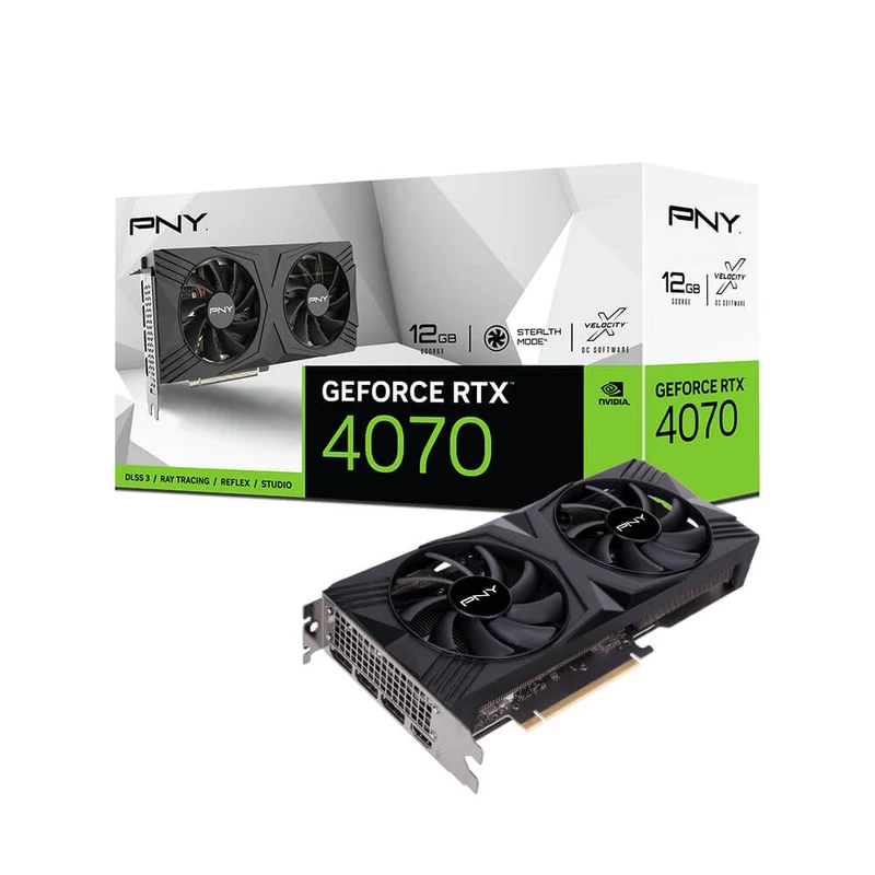 PNY Geforce RTX 4070 12GB Verto Dual Fan GDDR6X PCIE 4.0 Graphics Card (VCG407012DFXPB1)