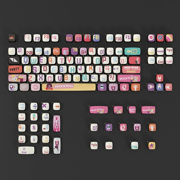 PIIFOX 117-Key Dye-Subbed PBT ASA Profile Pudding Keycaps Set (Rock And Roll)