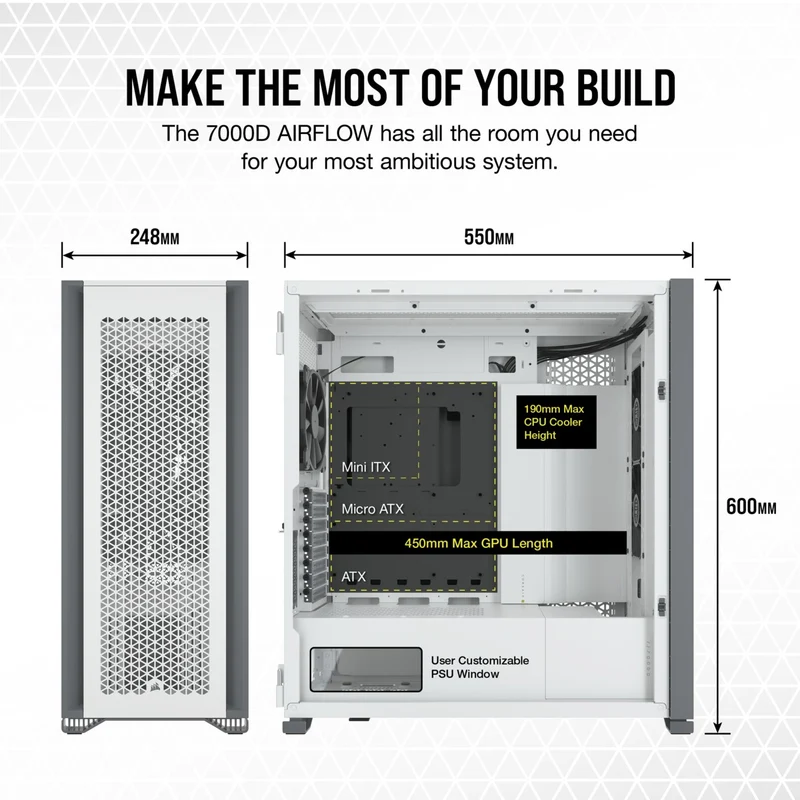 Corsair 7000D Airflow Full-Tower ATX PC Case (White)