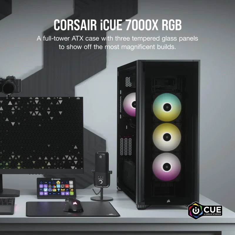 Corsair iCUE 7000X RGB Tempered Glass Full-Tower ATX PC Case (Black)
