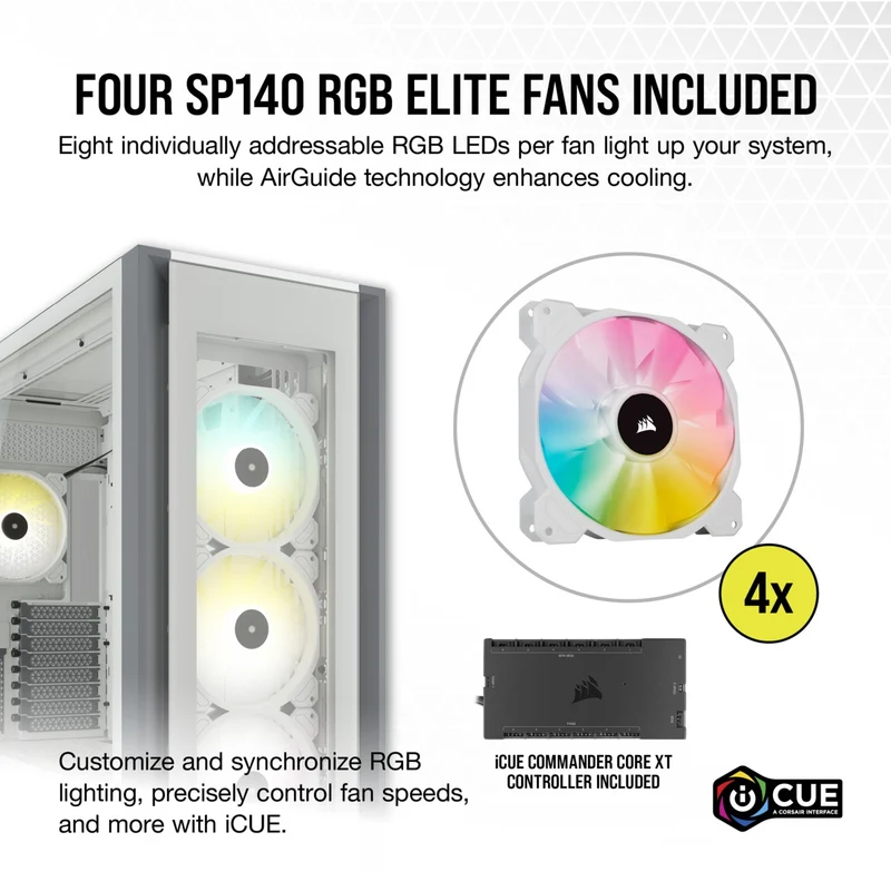 Corsair iCUE 7000X RGB Tempered Glass Full-Tower ATX PC Case (White)