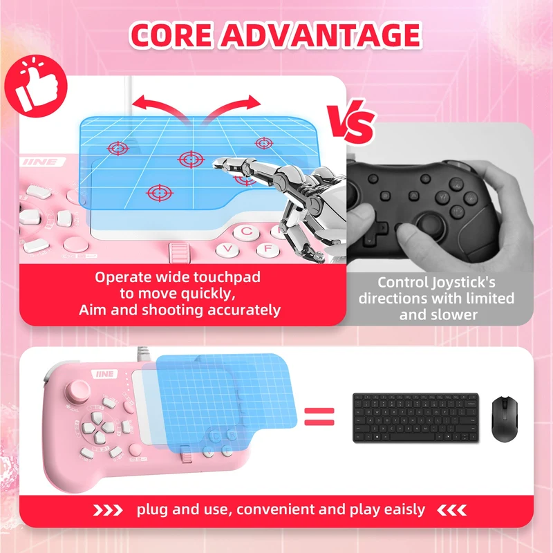 IINE Keyboard Mouse Controller (Pink) (L781)