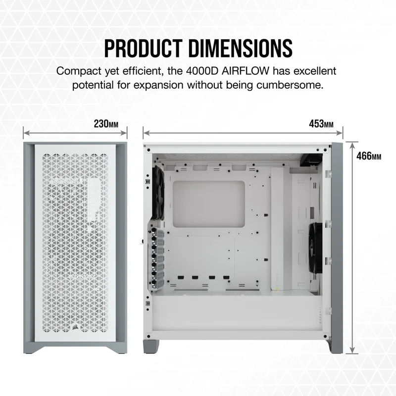 Corsair 4000D Airflow Tempered Glass Mid-Tower ATX Case (White)