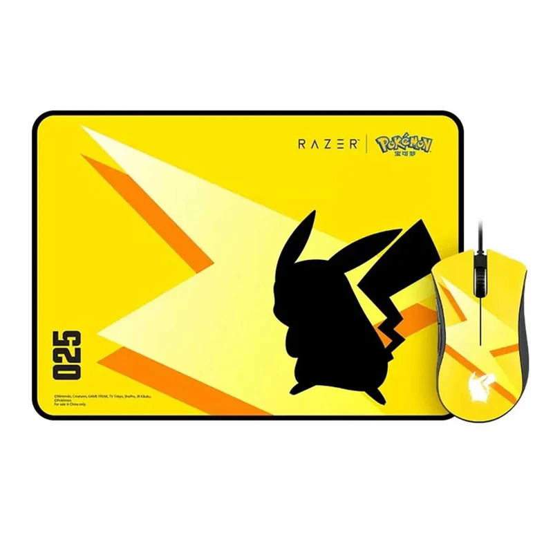 Razer X Pokemon Pikachu Limited Edition Deathadder Gaming Mouse + Mouse Mat Bundle