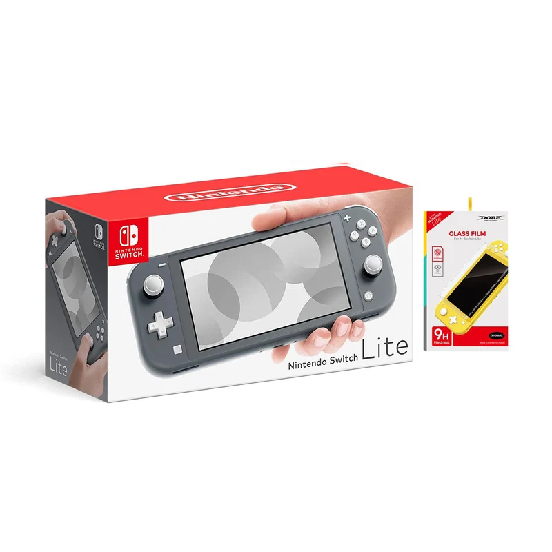 Nintendo Switch Lite Console Gray + Dobe NSW Glass Film (TNS-19118A) Bundle