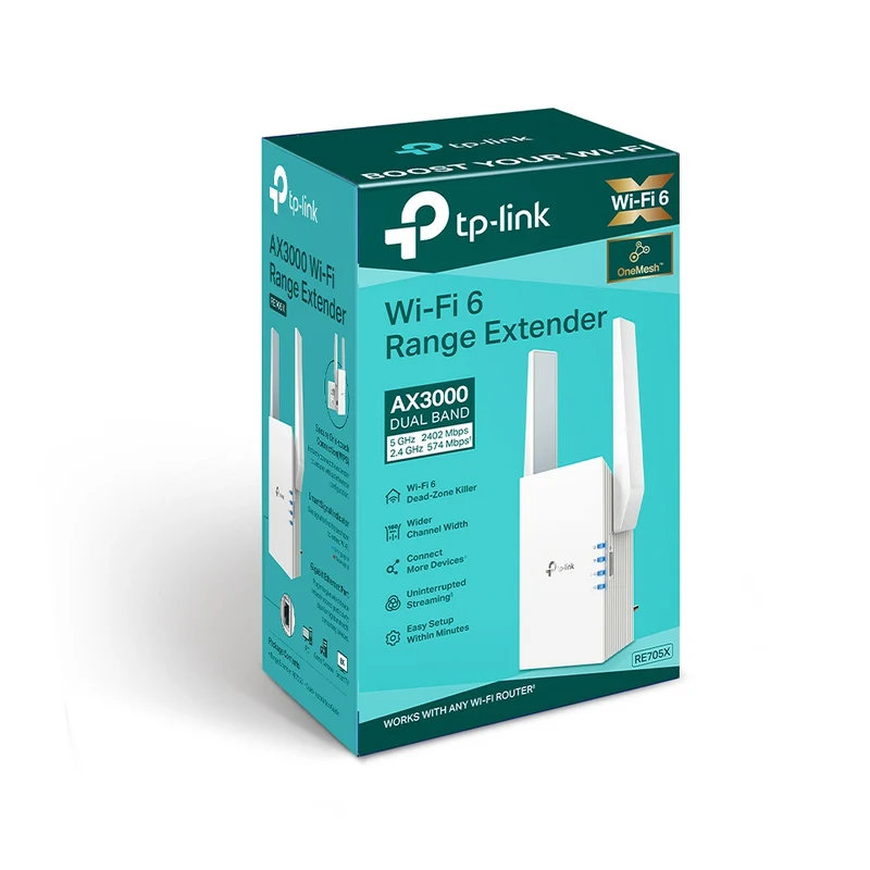 TP-Link AX3000 Dual Band WiFi-6 Range Extender (RE705X)
