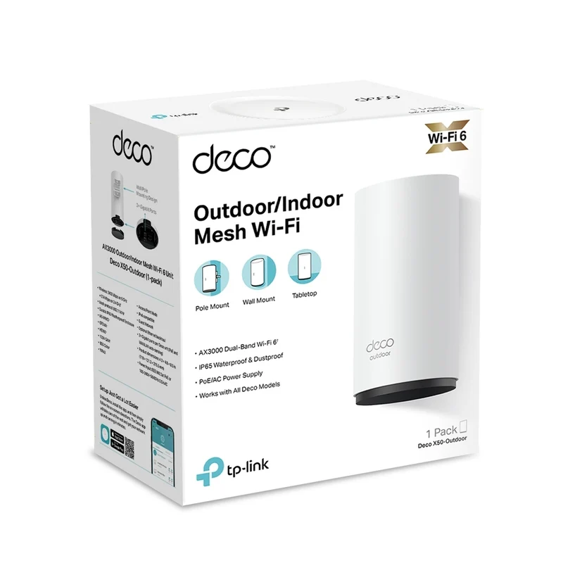 TP-Link AX3000 Outdoor/Indoor Mesh WiFi (Deco X50-Outdoor) (1-Pack)
