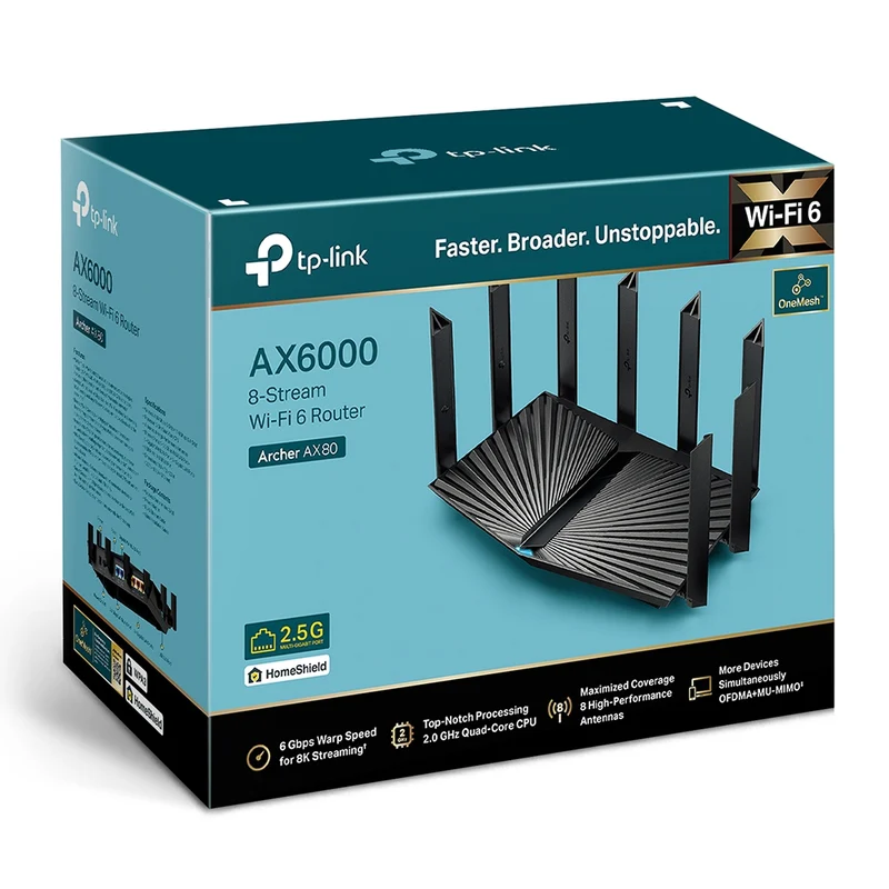TP-Link AX6000 8-Stream Wi-Fi 6 Router With 2.5G Port (Archer AX80)