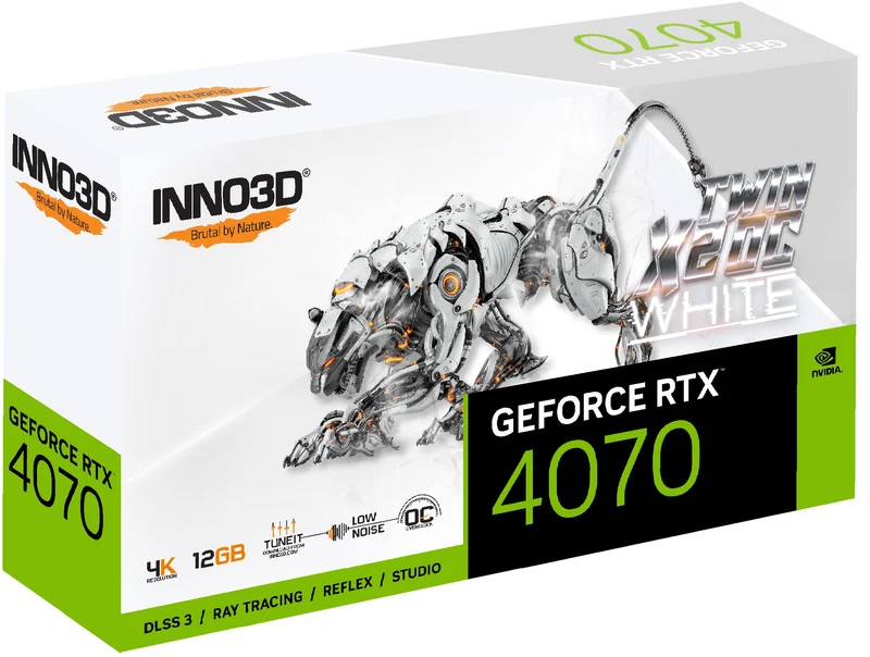 INNO3D GeForce RTX 4070 Twin X2 OC 12GB GDDR6X Graphics Card (White) (N40702-126XX-185252W)