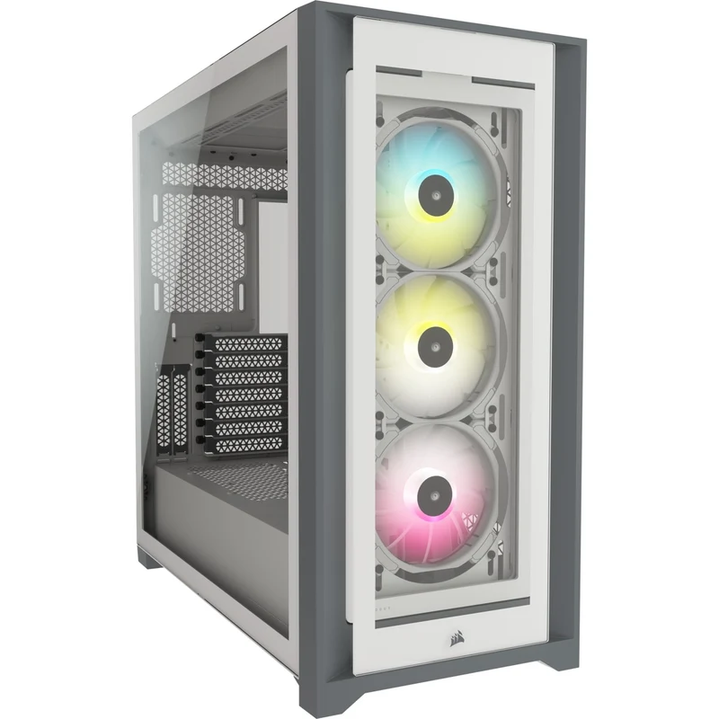 Corsair iCUE 5000X RGB Tempered Glass Mid-Tower ATX PC Smart Case (White)