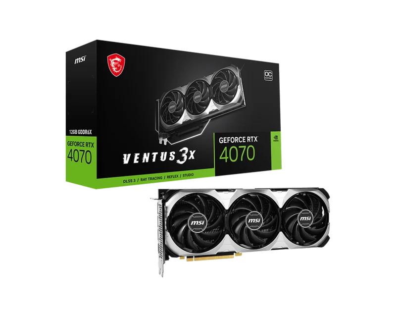 MSI GeForce RTX 4070 Ventus 3x 12GB OC GDDR6X Graphics Card