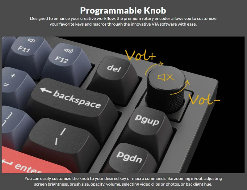 Keychron Q1 QMK Custom Mechanical Barebone Knob Keyboard Version 2 (Navy Blue) (Q1B3)
