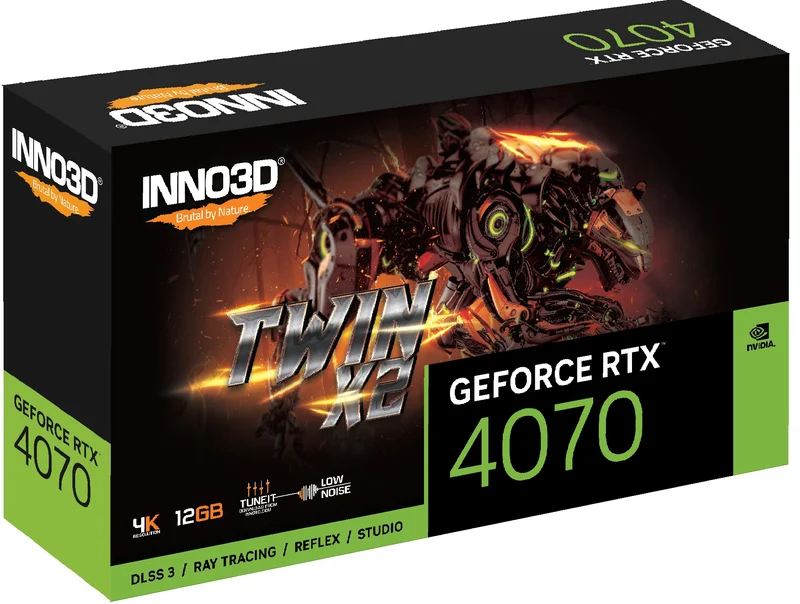 INNO3D GeForce RTX 4070 Twin X2 12GB GDDR6X Graphics Card (N40702-126X-185252N)