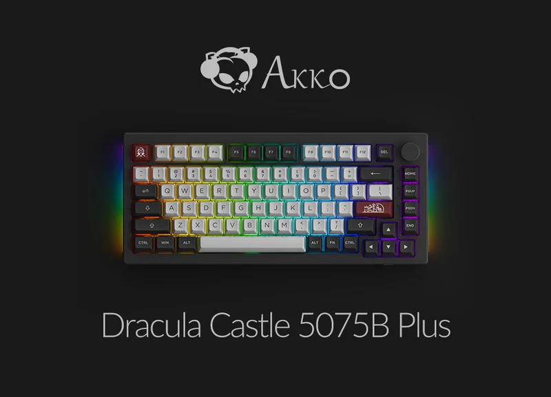 Akko Dracula Castle 5075B Plus Multi-Modes RGB Mechanical Keyboard (Akko Haze Pink Silent)