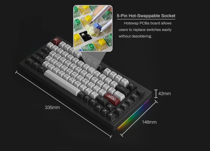 Akko Dracula Castle 5075B Plus Multi-Modes RGB Mechanical Keyboard (Akko Haze Pink Silent)