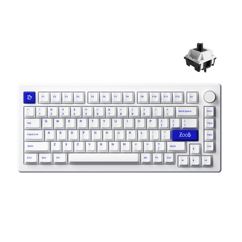 Akko MOD007 PC Hot-Swappable Mechanical Keyboard DIY Kit With Gasket Mount Structure (Blue On White)
