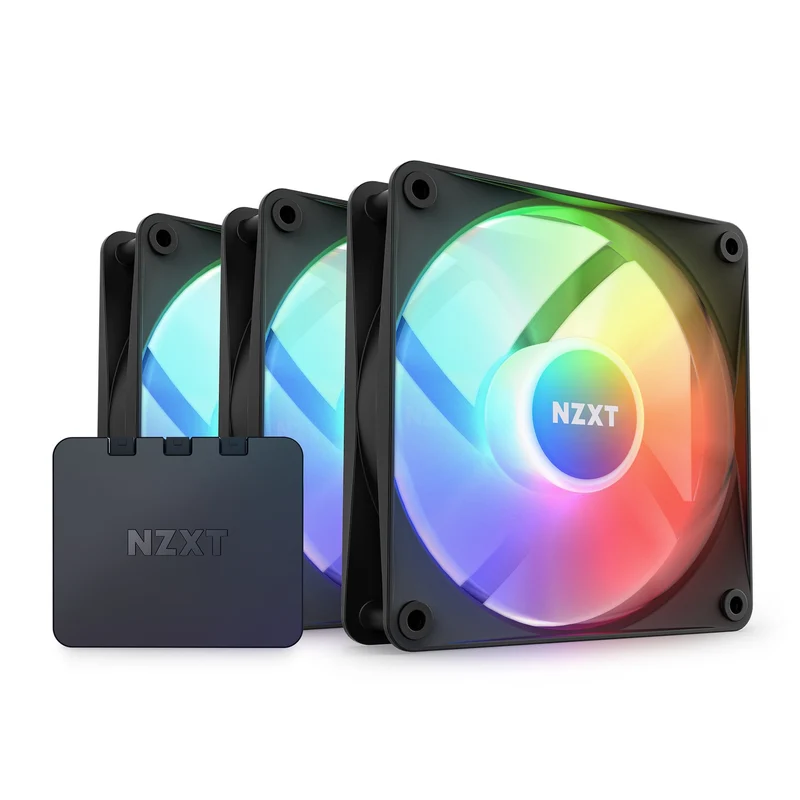 NZXT F120 RGB Core Triple PACK 120MM Hub-Mounted RGB Fans & Controller (Matte Black) (RF-C12TF-B1)