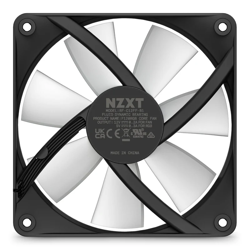 NZXT F120 RGB Core 120MM Hub-Mounted RGB Fan (Matte Black) (RF-C12SF-B1)