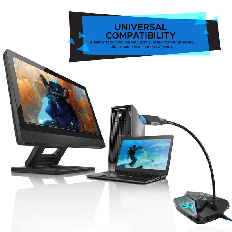 Promate Streamer High Definition USB Gaming Microphone (Blue)