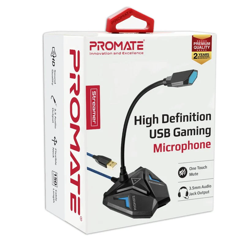 Promate Streamer High Definition USB Gaming Microphone (Blue)