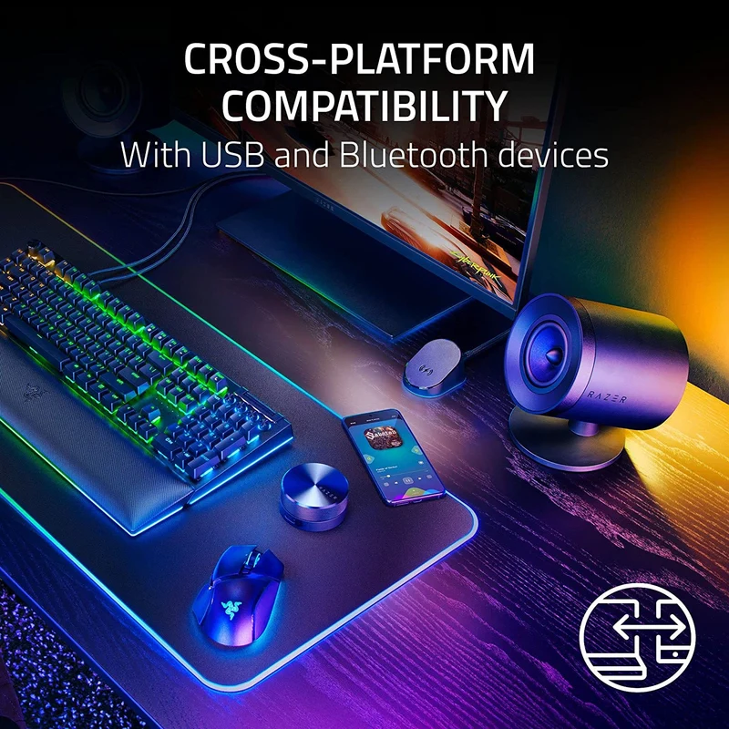 Razer Nommo V2 Full-Range 2.1 PC Gaming Speakers With Wired Subwoofer