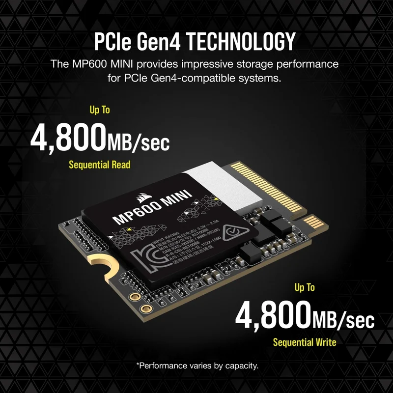 Corsair MP600 Mini 1TB PCIe Gen4 X4 NVME M.2 2230 SSD (CSSD-F1000GBMP600MN)
