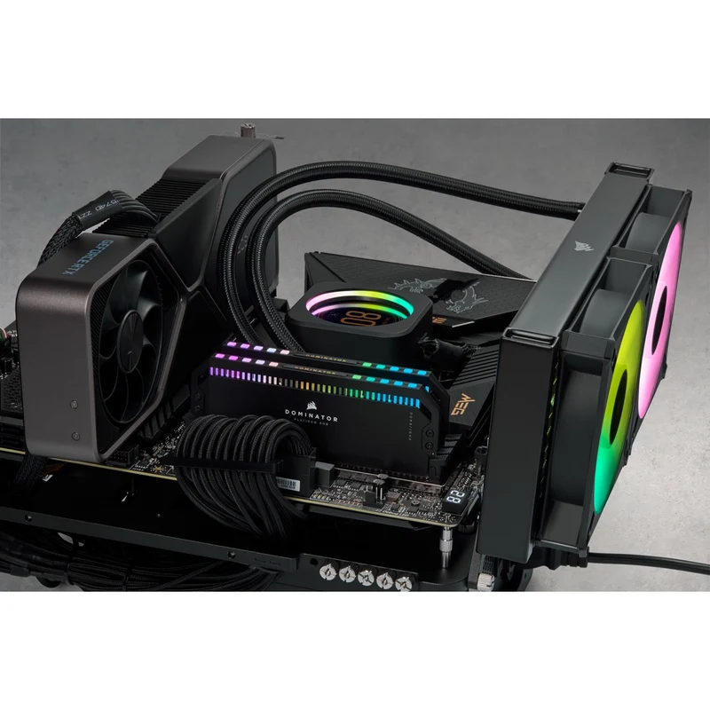 Corsair Dominator Platinum RGB 64GB (2X32GB) DDR5 DRAM 6000MHZ C40 Memory Kit (Black) (CMT64GX5M2B6000C40)