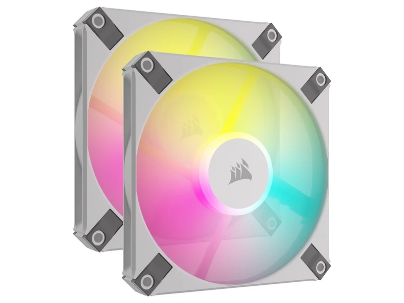 Corsair iCUE AF120 RGB Slim 120MM PWM Fluid Dynamic Bearing Fan With Lightning Node Core (White) (Twin Pack)