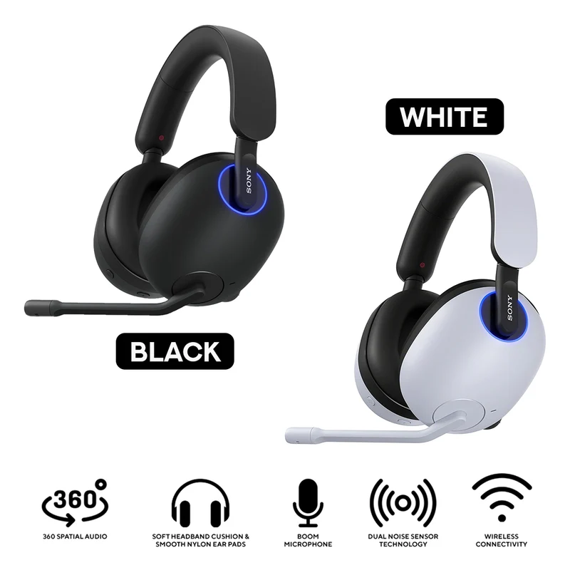 Sony Inzone H9 Wireless Noise Canceling Gaming Headset (Black, White)