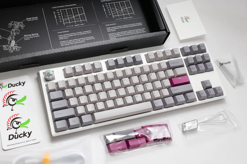 Ducky One 3 Mist Grey TKL Hotswap RGB Double Shot PBT Mechanical Keyboard (Cherry RGB Red) (DKON2187ST-RUSPDMIWHHC2)