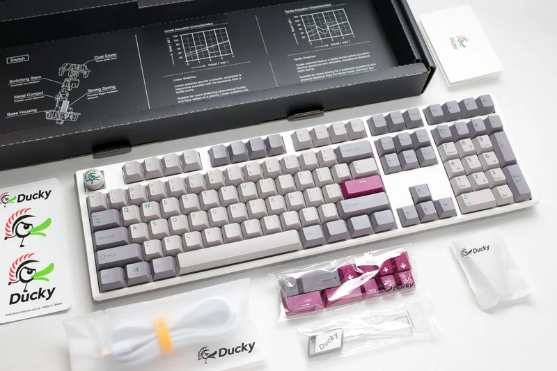 Ducky One 3 Mist Grey Hotswap Double Shot PBT Mechanical Keyboard (Cherry RGB Red) (DKON2108ST-RUSPDMIWHHC2)