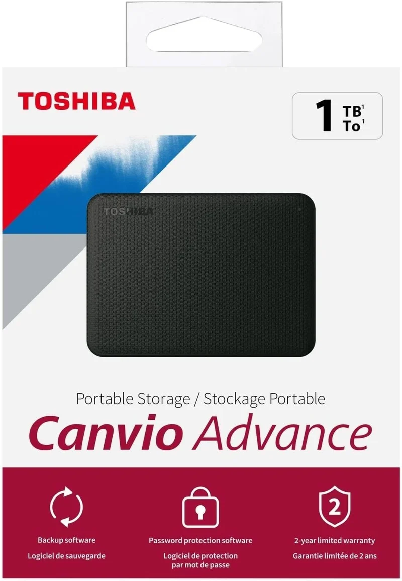 Toshiba Canvio Advance 1TB 2.5" USB 3.2 Portable External Hard Drive (Black)