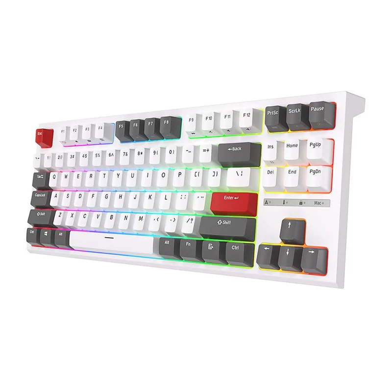 Royal Kludge RK-R87 Single-Mode RGB 87 Keys Hot Swappable Mechanical Keyboard White (Red Switch)